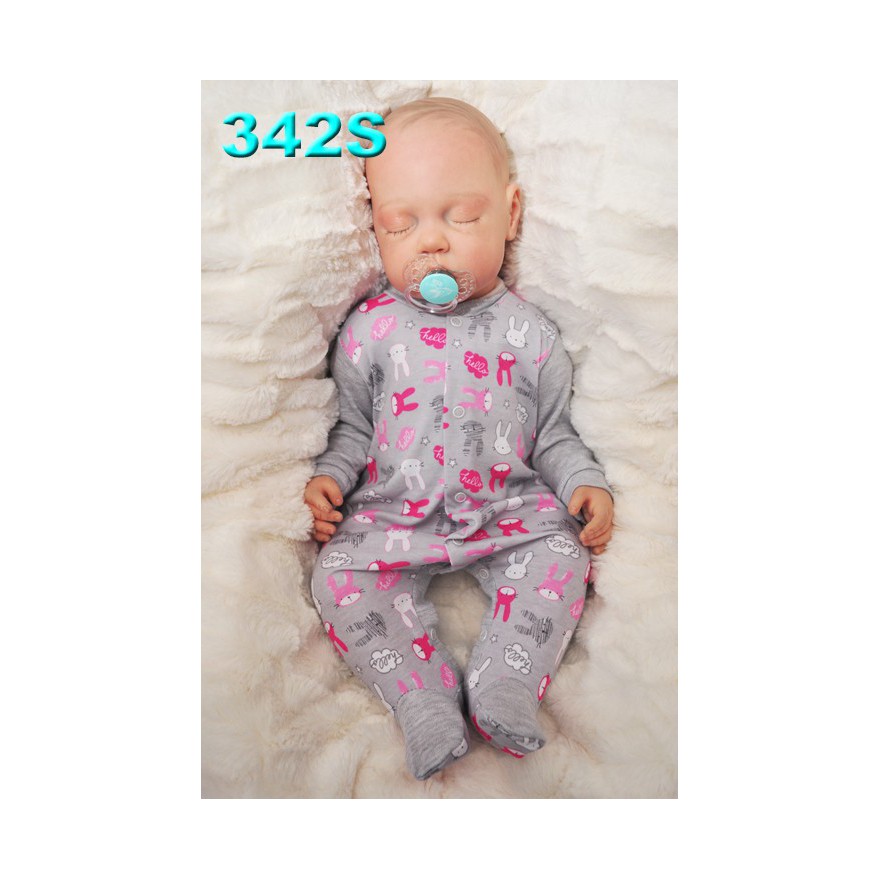 Pajac pajacyk bawełniany szary w króliki wzór 342S