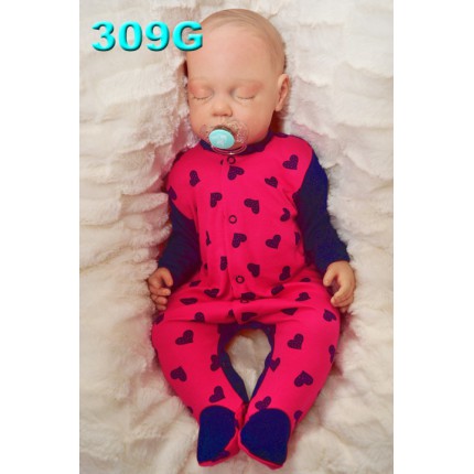 Pajac pajacyk bawełniany amarantowo-granatowy w serca wzór 309G