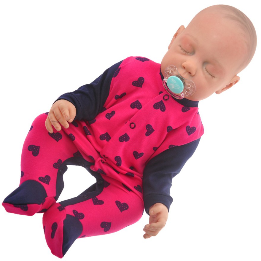 Pajac pajacyk bawełniany amarantowo-granatowy w serca wzór 309G