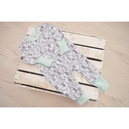 Biały pajac bez stópek RAMPERS w słoniki pajacyk rosnący wz.186