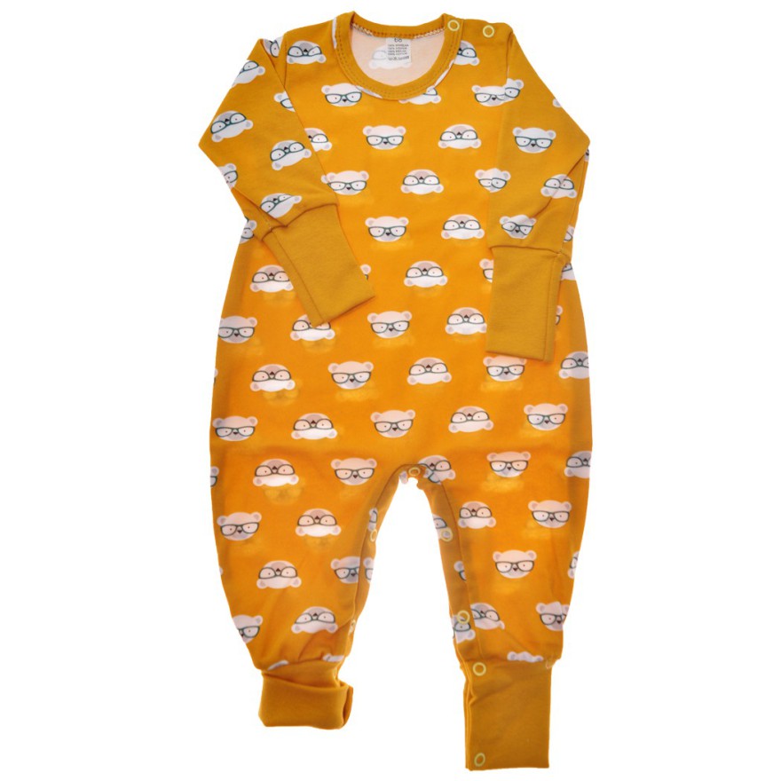 Musztardowy pajac bez stópek RAMPERS w misie pajacyk rosnący wz.189