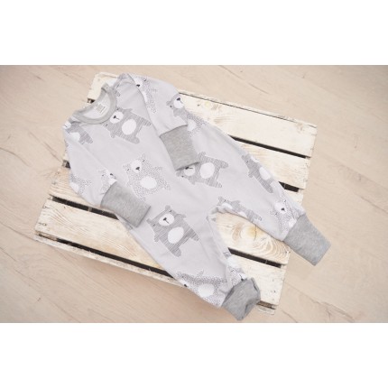 Szary pajac bez stópek RAMPERS w misie pajacyk rosnący wz.191