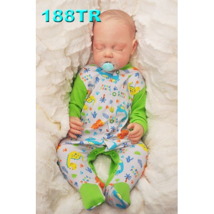 Pajac pajacyk bawełniany trawiasto-szary w dinozaury wzór 188TR