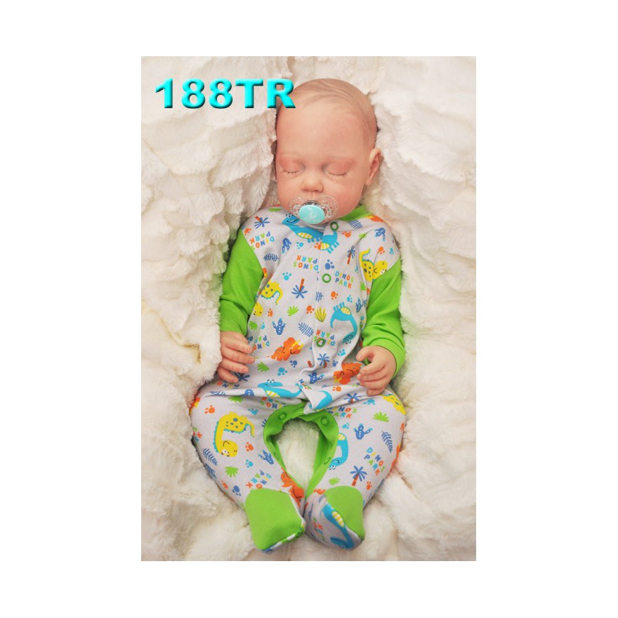 Pajac pajacyk bawełniany trawiasto-szary w dinozaury wzór 188TR