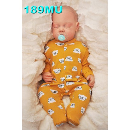 Pajac pajacyk bawełniany musztardowy w misie wzór 189MU