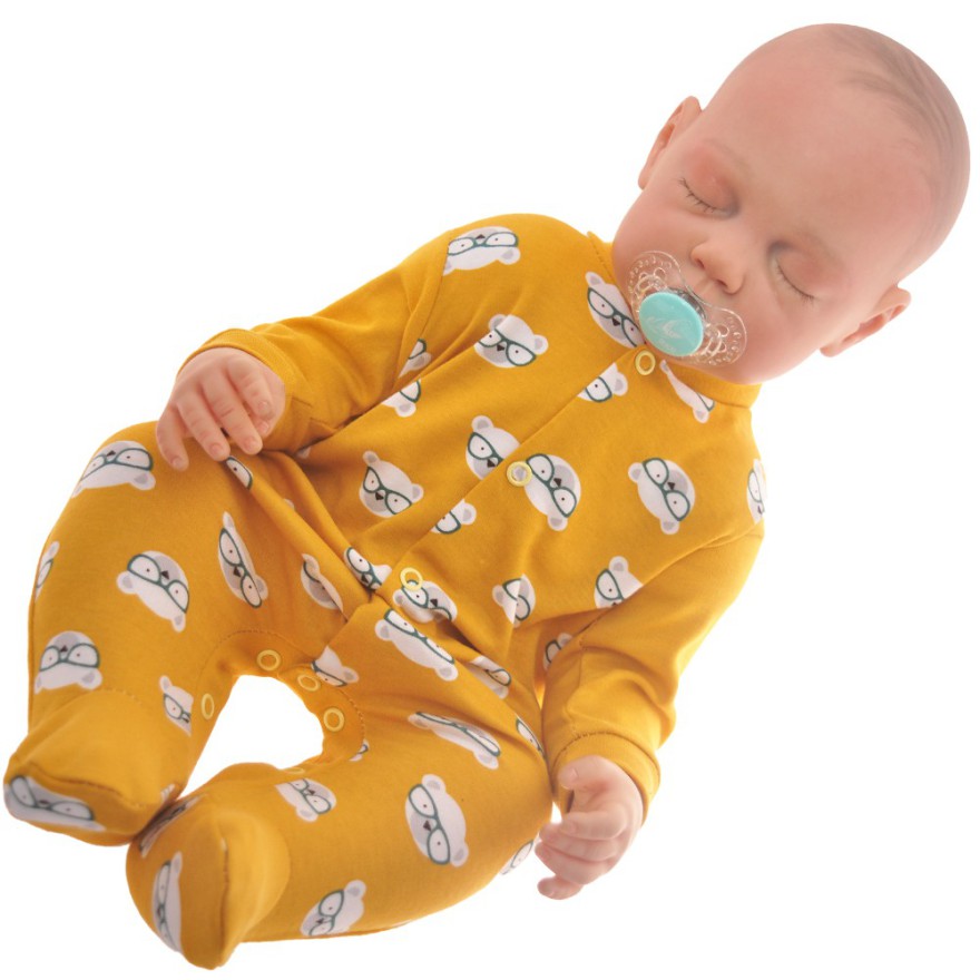 Pajac pajacyk bawełniany musztardowy w misie wzór 189MU