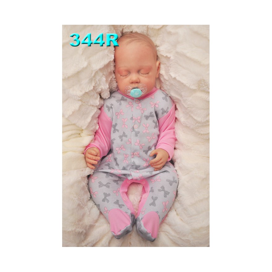 Pajac pajacyk bawełniany różowo-szary w kokardki wzór 344R