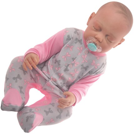 Pajac pajacyk bawełniany różowo-szary w kokardki wzór 344R