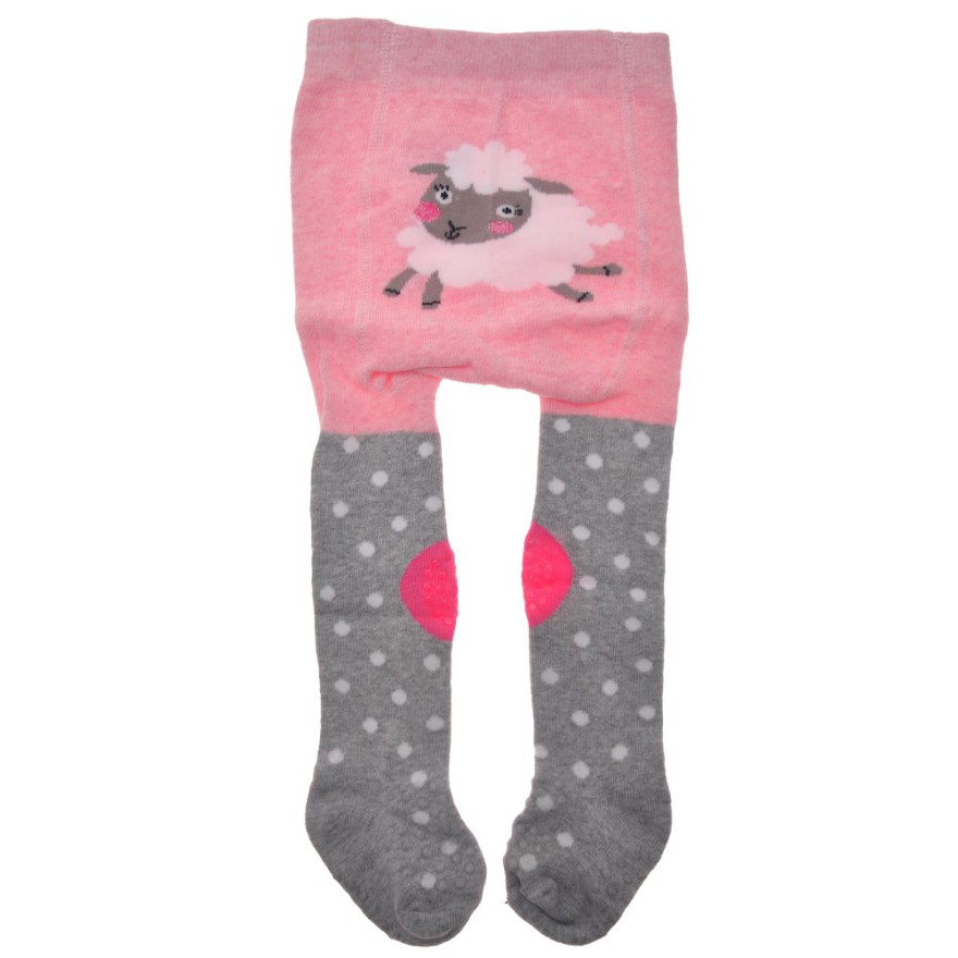 RAJSTOPY do RACZKOWANIA różowo-szare z owieczką POTRÓJNY ABS! wzór 818