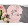 Różowe BODY LITTLE STAR długi rękaw brokat wzór 601