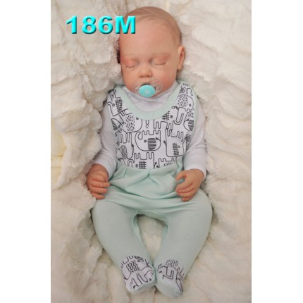 ŚPIOCHY ŚPIOSZKI bawełniane, miętowe w słonie, wzór 186M