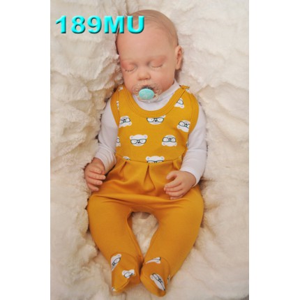 ŚPIOCHY ŚPIOSZKI bawełniane, musztardowe w misie, wzór 189MU