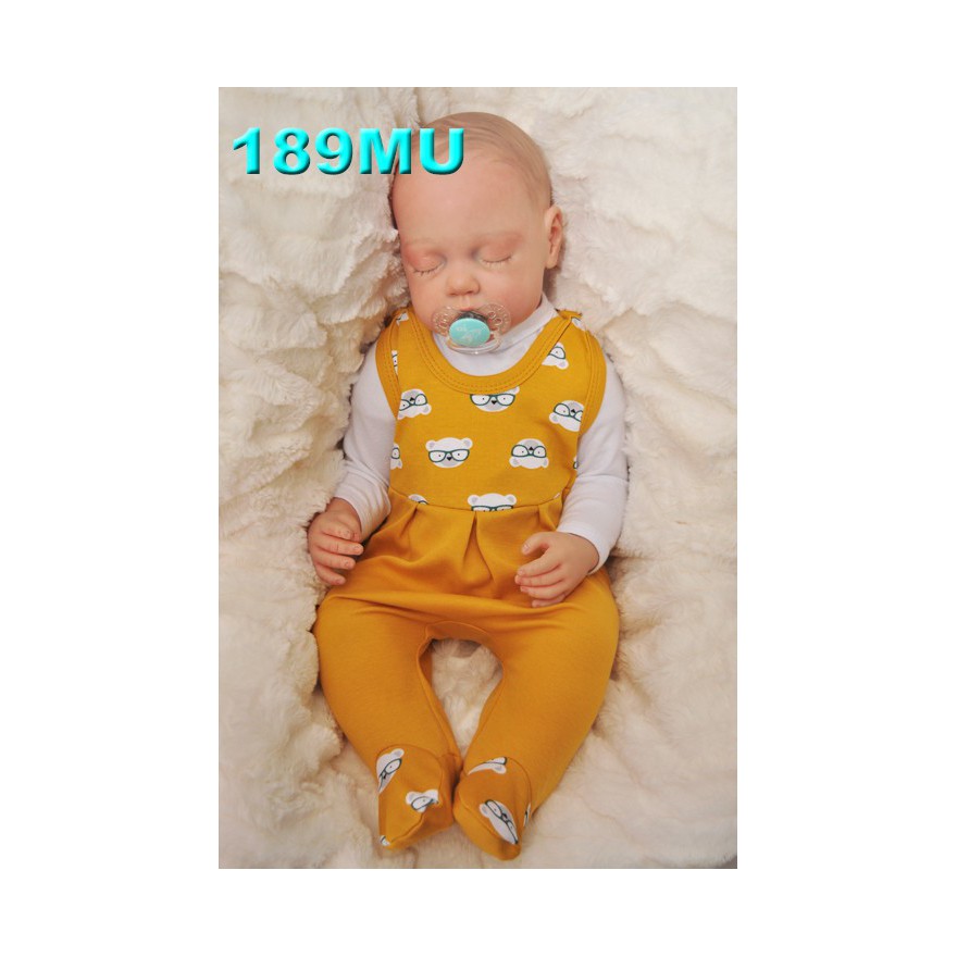 ŚPIOCHY ŚPIOSZKI bawełniane, musztardowe w misie, wzór 189MU