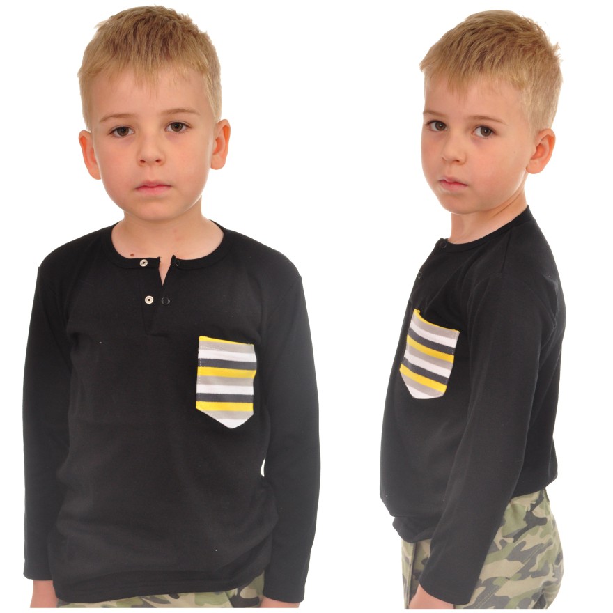 KOSZULKA POLO  czarna długi rękaw BLUZKA chłopiec