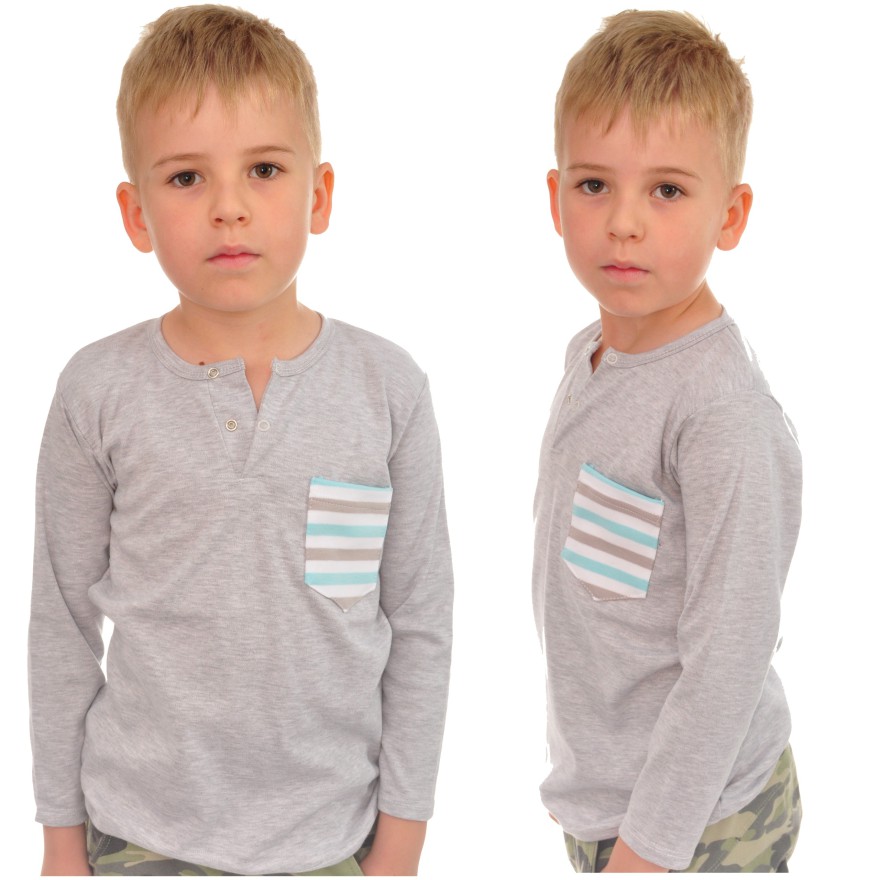 Szara KOSZULKA POLO długi rękaw BLUZKA chłopiec