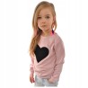 Pudrowa BLUZKA serce długi rękaw OVERSIZE