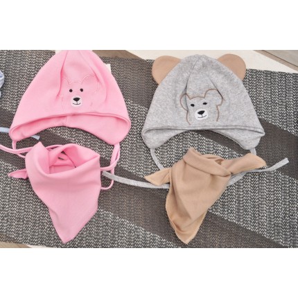 Szary komplet MIREK czapka + apaszka wiosna/jesień wyprzedaż