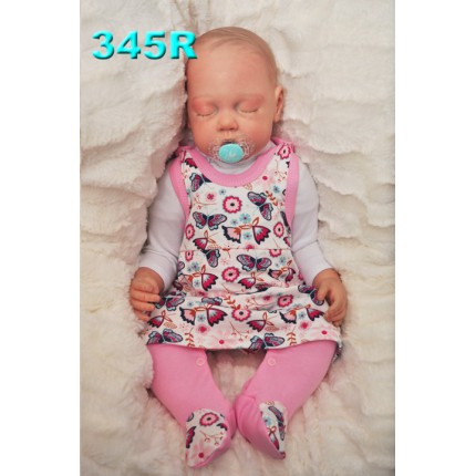 ŚPIOCHY SUKIENKA 2w1 tylko u nas! różowe w motyle r.56-74 wzór 345R