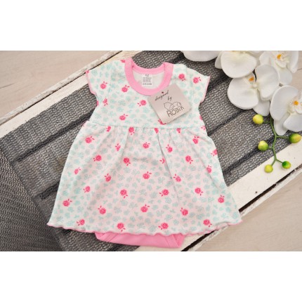 Biała BODY SUKIENKA w róże 347R UROCZA PIĘKNE KOLORY LATO