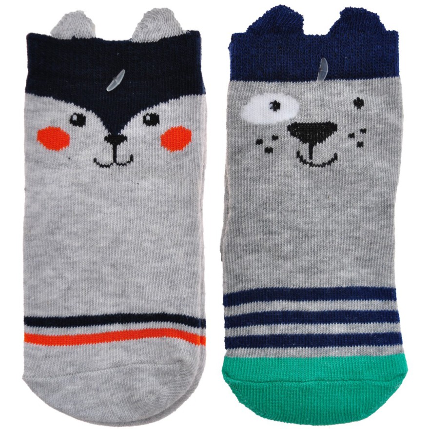 2 pary SKARPETKI bawełniane ZWIERZAKI skarpety uszy 3D dla chłopca wzór 2CH