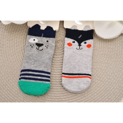 2 pary SKARPETKI bawełniane ZWIERZAKI skarpety uszy 3D dla chłopca wzór 2CH