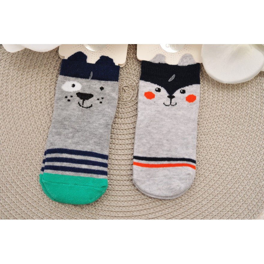 2 pary SKARPETKI bawełniane ZWIERZAKI skarpety uszy 3D dla chłopca wzór 2CH