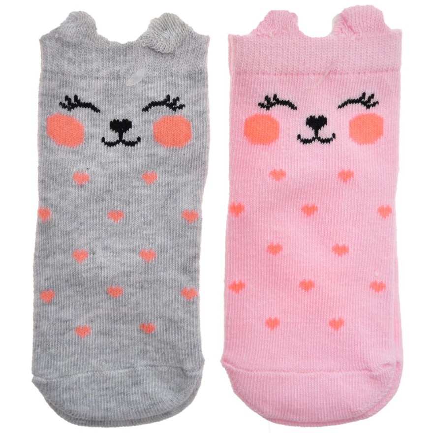 2 pary SKARPETKI bawełniane ZWIERZAKI skarpety uszy 3D dziewczęce wzór 1DZ
