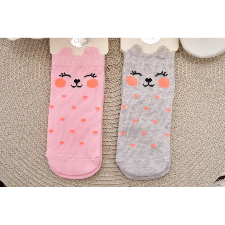 2 pary SKARPETKI bawełniane ZWIERZAKI skarpety uszy 3D dziewczęce wzór 1DZ