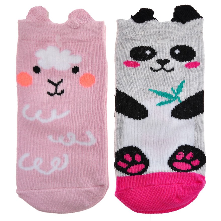2 pary SKARPETKI bawełniane ZWIERZAKI skarpety uszy 3D dziewczęce wzór 2DZ