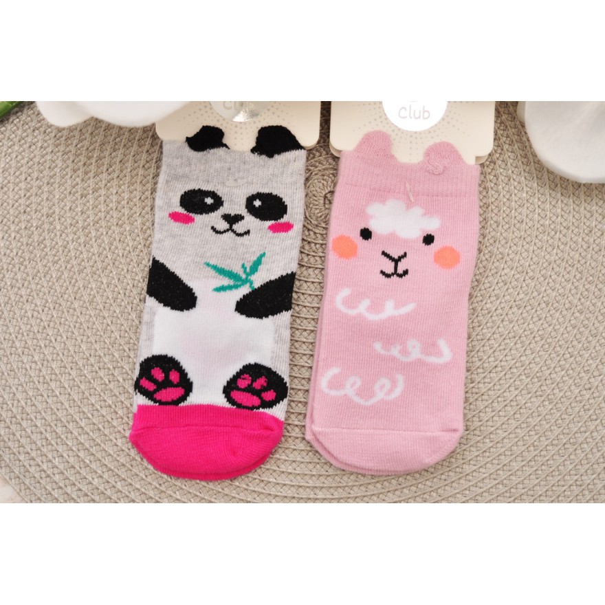 2 pary SKARPETKI bawełniane ZWIERZAKI skarpety uszy 3D dziewczęce wzór 2DZ