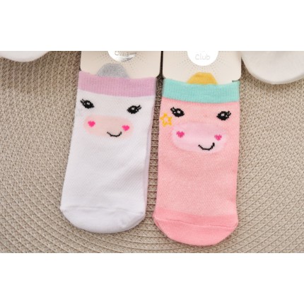 2 pary STOPKI skarpetki letnie ZWIERZAKI skarpety 3D dziewczęce wzór ażur1D