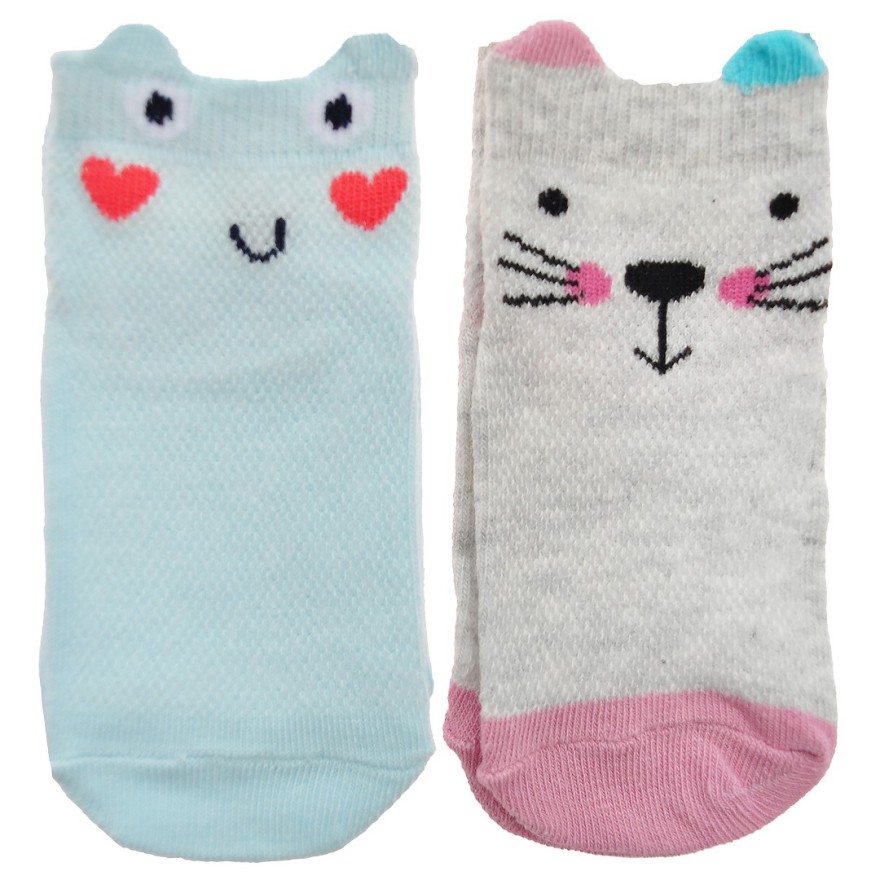 2 pary STOPKI skarpetki letnie ZWIERZAKI skarpety 3D dziewczęce wzór ażur2D