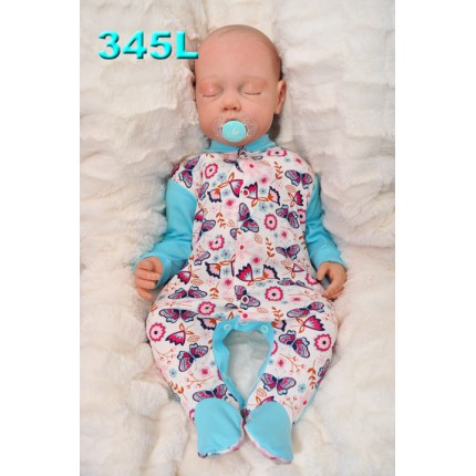 Pajac pajacyk bawełniany, lazurowy w motyle wzór 345L