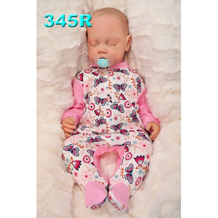 Pajac pajacyk bawełniany różowy w motyle wzór 345R