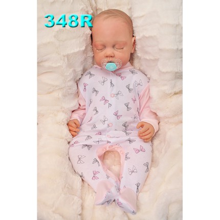 Pajac pajacyk bawełniany biało-różowy w kokardki wzór 348R