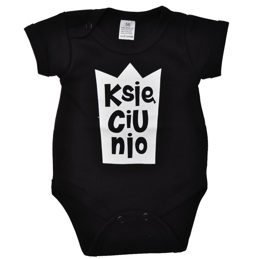 Czarne BODY KSIĘCIUNIO krótki rękaw wzór 609kr