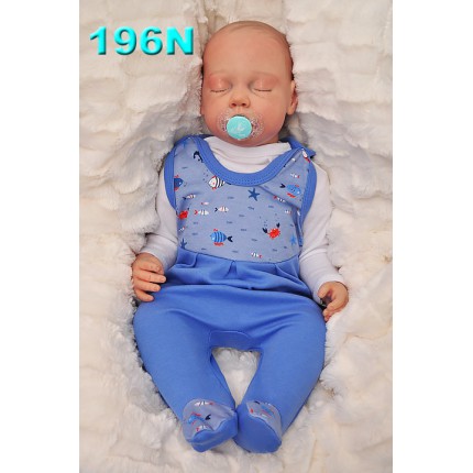 ŚPIOCHY ŚPIOSZKI bawełniane, niebieskie w rybki, wzór 196N