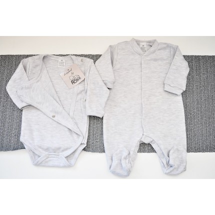 Szara WYPRAWKA dla noworodka do szpitala 5 części