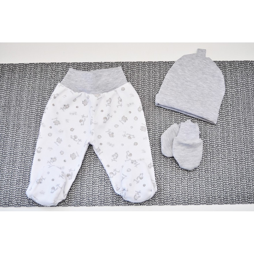 WYPRAWKA dla noworodka do szpitala 5 części szara w zwierzątka wzór 185S