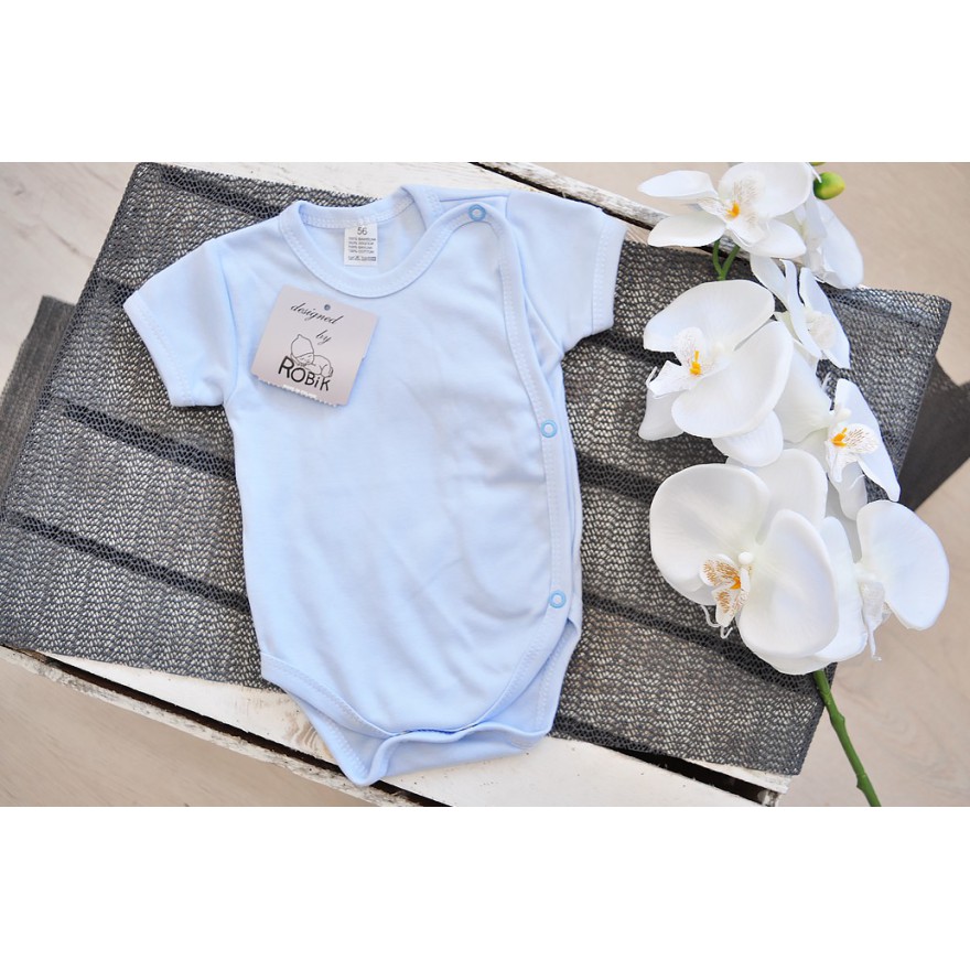 Niebieskie BODY kopertowe krótki rękaw