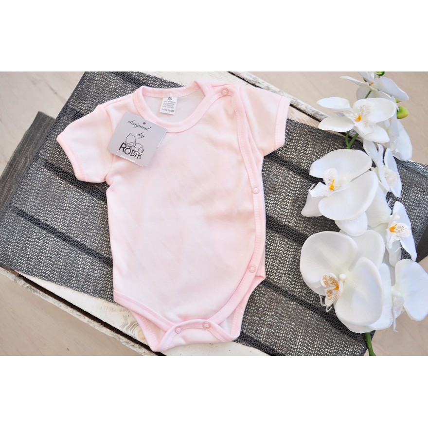 Jasno różowe BODY kopertowe krótki rękaw