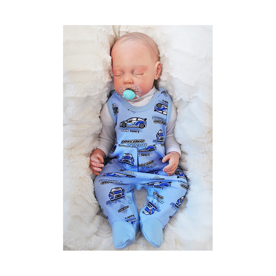 Niebieskie ŚPIOCHY rozpinane w kroku , w auta wzór 200N