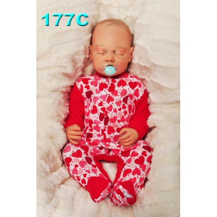 Pajac pajacyk bawełniany czerwony w serca r.50 WCZEŚNIAK wzór 177C