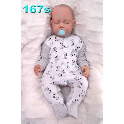 Pajac pajacyk bawełniany szary w pieski r.50 WCZEŚNIAK wzór 167S