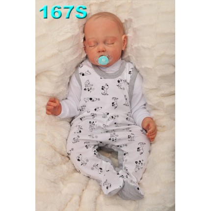 ŚPIOCHY rozpinane w kroku, białe w pieski r.50 WCZEŚNIAK wzór 167S