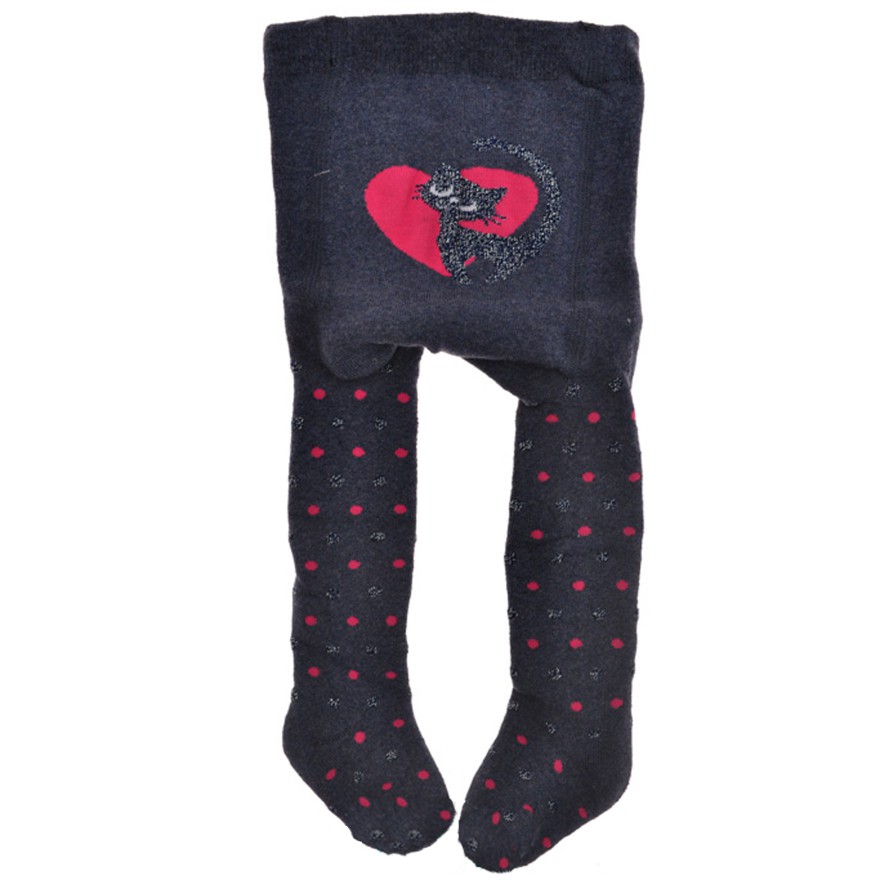 RAJSTOPY frotte granatowe z kotkiem wzór 512