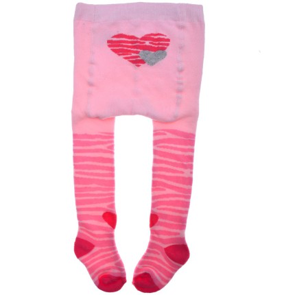 RAJSTOPY frotte różowe z sercem wzór 550