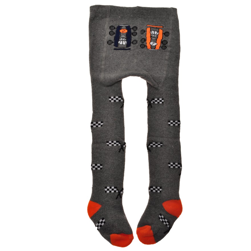 RAJSTOPY frotte grafitowe z wyścigówkami wzór 409