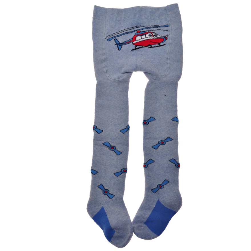 RAJSTOPY frotte niebieskie z helikopterem wzór 410