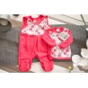 Malinowa WYPRAWKA dla noworodka w serca, koszulka + śpiochy 2cz. wzór 112C